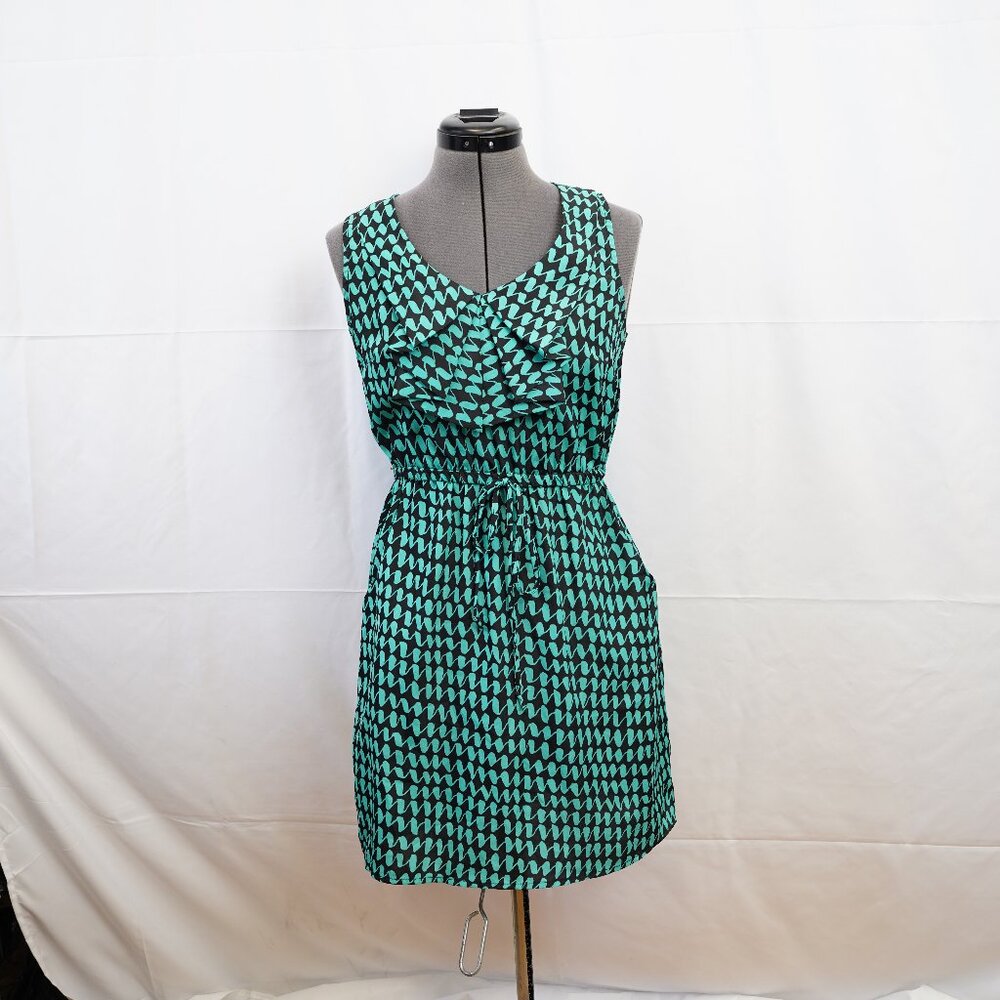 BeBop teal and black pattern dress, size S, with pockets